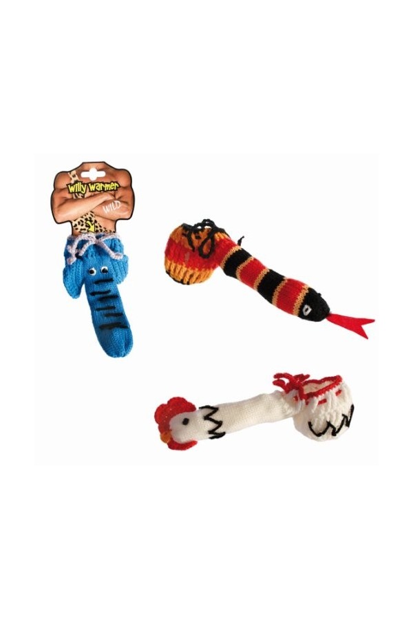 Couvre zizi Willy warmer au choix parmi éléphant serpent ou coq tricot pour réchauffer les parties intimes des hommes aléato