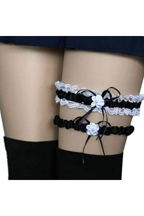 Lidahaotin 2pcs de mariée en Dentelle jarretières Set Femmes Filles élastique Floral Bow Ceintures Leg Jarretière Anneau Leg 