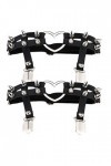 Harnais de cuisse gothique à rivets en cuir PU Coeur Sexy, noir
