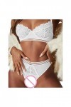 Zannycn Ensemble de lingerie sexy pour femme - Soutien-gorge et culotte érotiques en dentelle - Ensemble de lingerie sexy - T