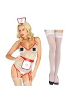 ROSVAJFY Sexy Lingerie Infirmière Roleplay Infirmière Costume Costume et Chapeau Uniforme Sous-vêtements Blanc Style 1 