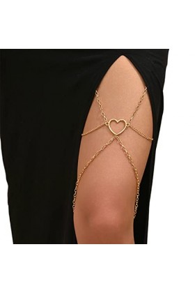 Chaîne Cuisse en Forme Cœur Multicouche Ceinture Antidérapante Harnais Dété Bord Mer Boîte Nuit Accessoires Jambe pour Fille