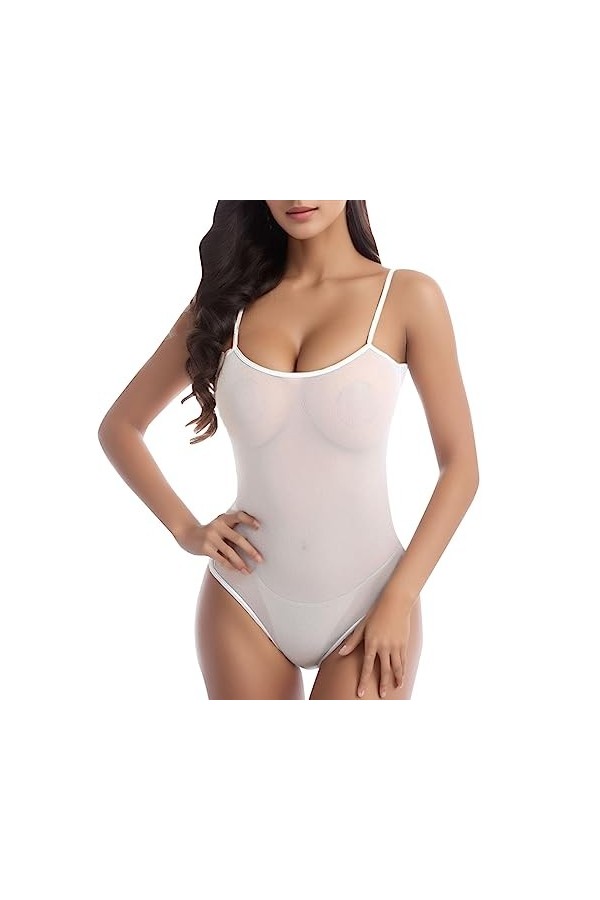 Fulidngzg Body pour femme sexy en résille - Lingerie sexy - Entrejambe ouverte - Sous-vêtements - Babydoll - Noir - Grandes t