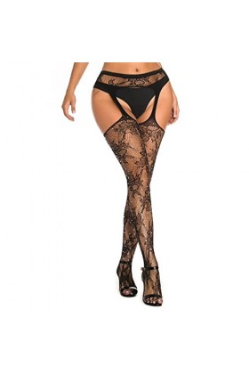 Briskorry Bas porte-jarretelles sexy pour femme Noir, Noir , taille unique