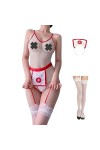 ROSVAJFY Costume Cosplay Infirmière Sexy Femme Nurse Jeu Rôle Lingerie Halloween Sous-vêtements Infirmière Uniforme Deguiseme