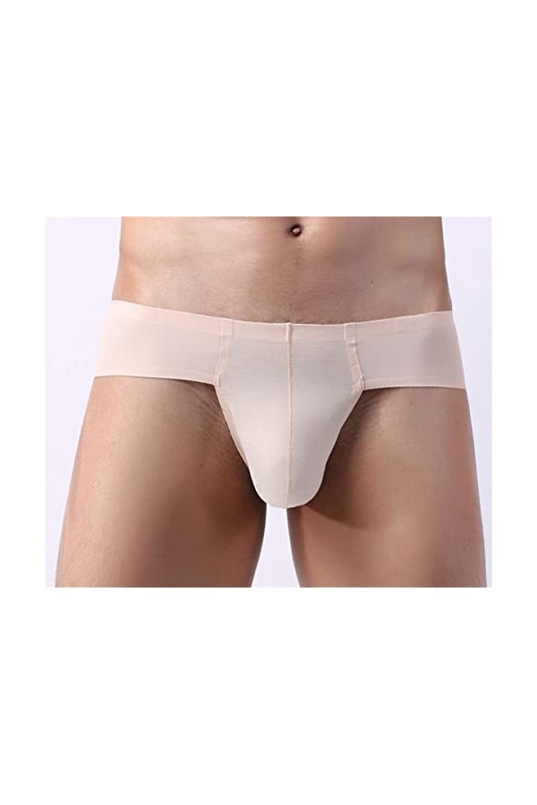 Yorggvel Sous-vêtements sexy à rayures pour homme - Sans coutures - En soie glacée - Respirants - Sous-vêtements érotiques fi