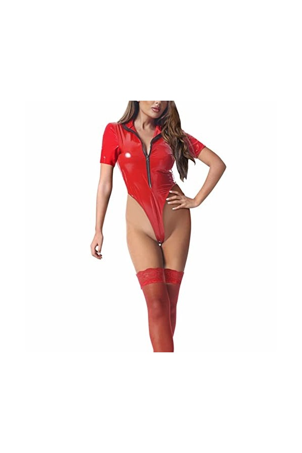 Bluelucon Sous-vêtements sexy pour femme Col V profond Catsuit Ouvert Sexy avec string Nuisette Femme Sexy Grandes Tailles CR