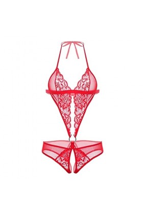 Lingerie profonde pour femme avec col en V et lingerie sexy pour la Saint-Valentin, Rouge, XL