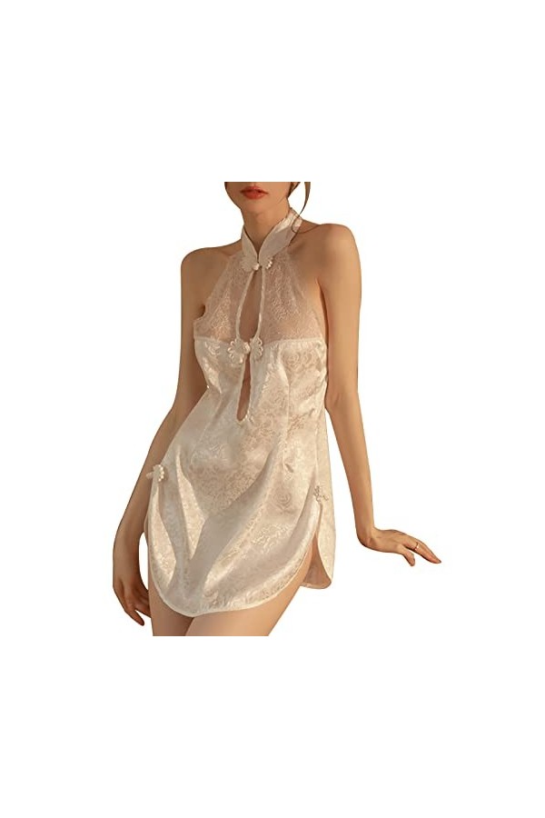 YWSTYllelty Body Femme Sexy Chic sous-vêtements érotiques pour Femmes Sexy Classique Cheongsam rétro Dentelle évidé Chaud Bea