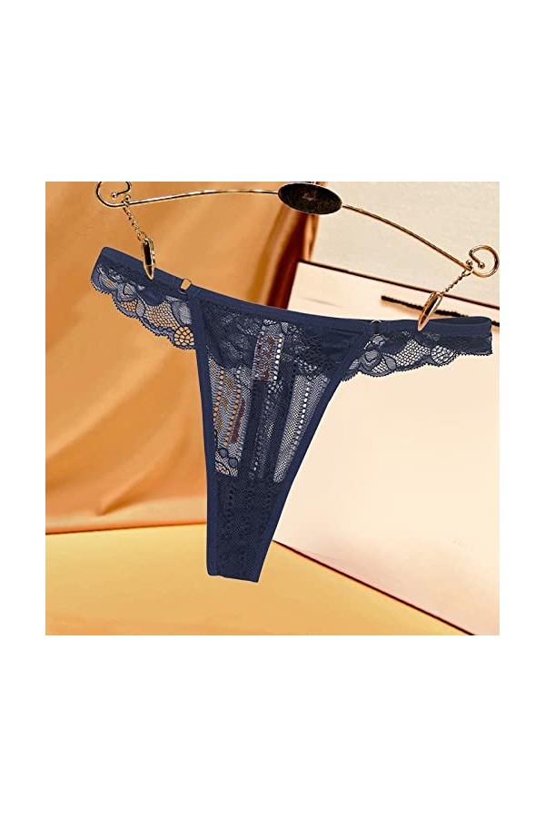 HELLORSOON String Ouvert Femme,Sexy Coquin Dentelle Florale Séduisant String en Dentelle Shorty pour Femme