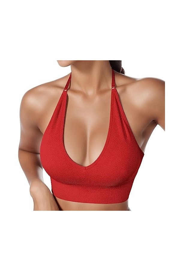 Briskorry Haut dos nu pour femme - Dos nu - Partie sexy, A1 rouge., L