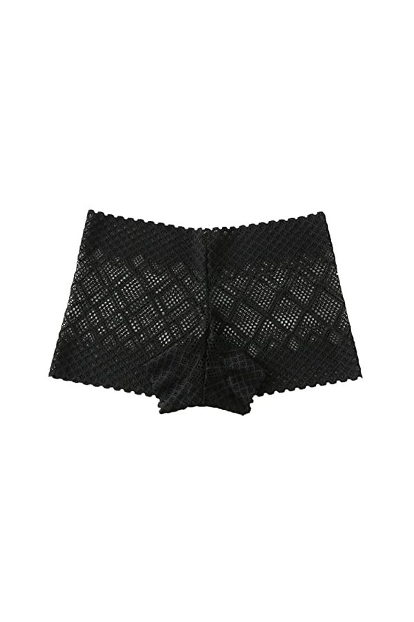 HELLORSOON Slip pour Femme Sexy Respirant en Soie Échancré String Ouvert Transparent Érotique Romantique Pyjama sous-vêtement