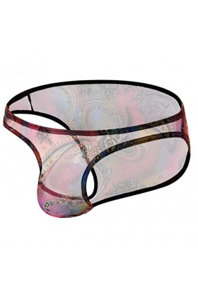 Yorggvel Slip sexuel pour homme - Imprimé - Transparent - String pour homme - Élasticité - Slip sexuel - Érotique - Respirant