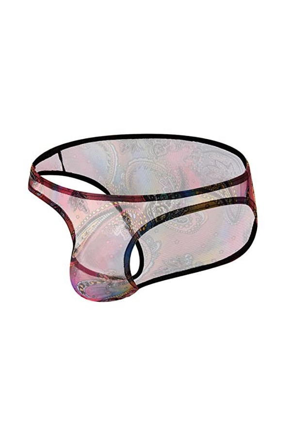 Yorggvel Slip sexuel pour homme - Imprimé - Transparent - String pour homme - Élasticité - Slip sexuel - Érotique - Respirant