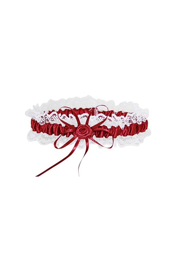 hochzeits-shop-hamburg HBH Hamburger Jarretière de mariage M8543, bordeaux, taille unique