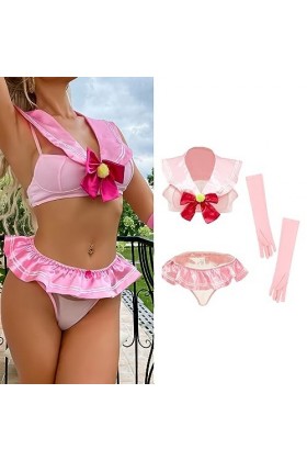 ROSVAJFY Costume marin Lingerie Cosplay sexy pour femme ,Sous-vêtements uniforme 4 pièces écolière, ensemble Roleplay rose Ka