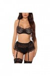 MODSGUE Ensemble de lingerie avec porte-jarretelles - Lingerie sexy - 2 pièces - Culotte érotique en dentelle - Mode négligé 