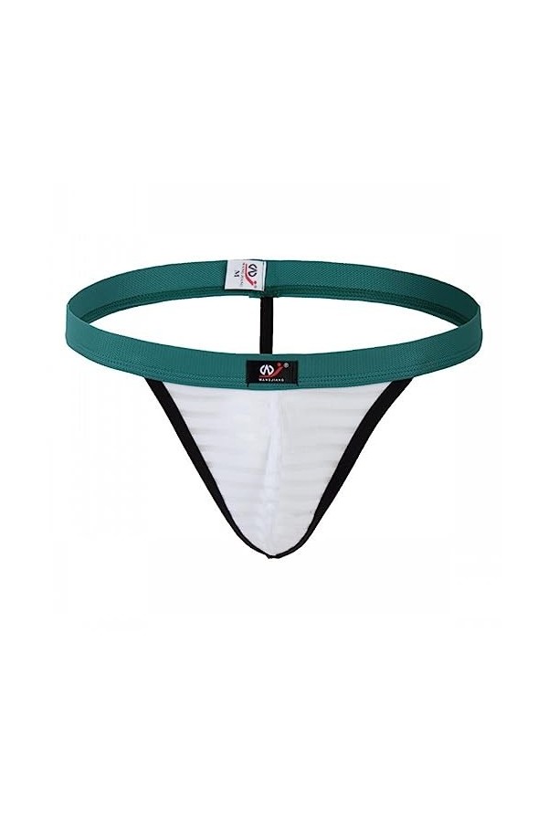 de sous-vêtements Jockstrap sous-vêtement Homme Rayé String Simple Pantalon Homme Tête Maille sous-vêtement Sexy,Blanc,S