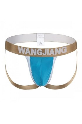MACIUM Lingerie Sexy pour Hommes String Double en Soie Glacée pour Hommes String en Soie Glacée sans Couture Respirant,Bleu,S