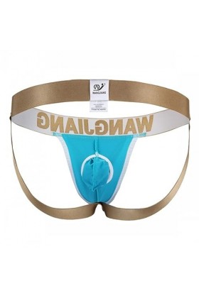 MACIUM Lingerie Sexy pour Hommes String Double en Soie Glacée pour Hommes String en Soie Glacée sans Couture Respirant,Bleu,S