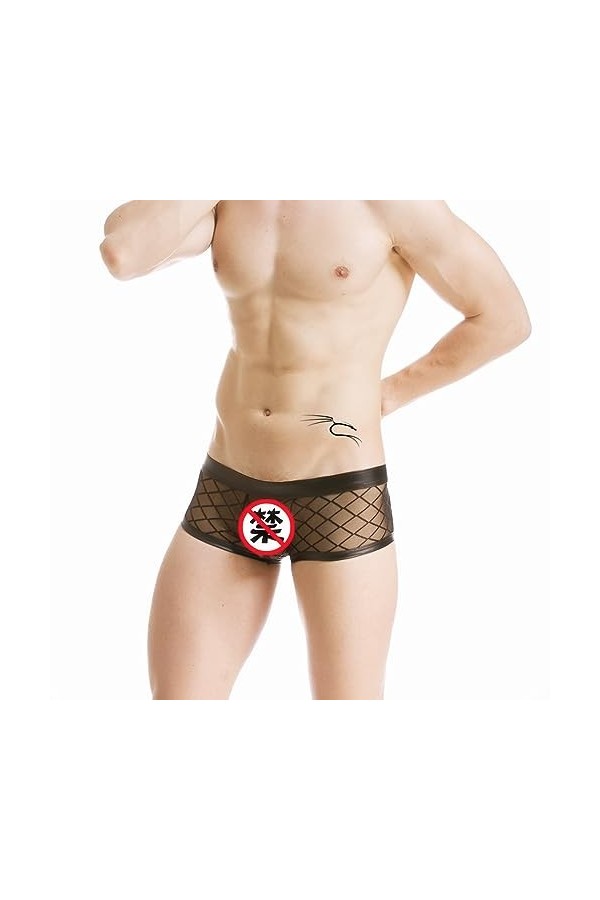 MACIUM Strings pour Hommes sous-vêtements pour Hommes Sexy Boxer Rhombus Mesh Taille Basse Mesh Mesh sous-vêtement À Séchage 