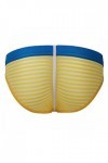 Jockstrap Homme Sexy sous-vêtement Homme Maille Rayée Slip Homme Soyeux Translucide Ultra-Fin Taille Basse,Jaune,XL