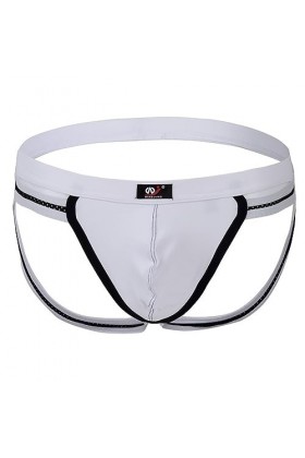 MACIUM Sangle Jock pour Homme sous-vêtements Sexy pour Hommes Double String,Blanc,S