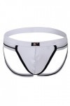 MACIUM Sangle Jock pour Homme sous-vêtements Sexy pour Hommes Double String,Blanc,S