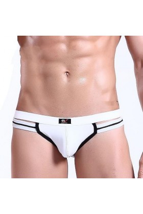 MACIUM Sangle Jock pour Homme sous-vêtements Sexy pour Hommes Double String,Blanc,S