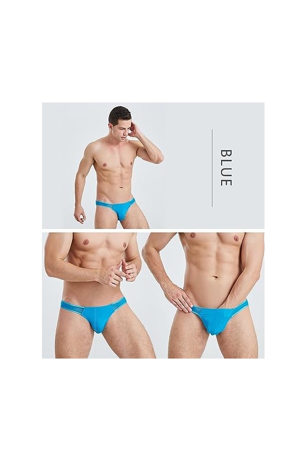 Jockstrap Homme Sexy Slip Homme Maille Gaze Slip Transparent Couple sous-vêtement,Bleu,XL