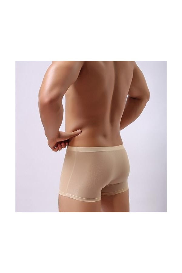 MACIUM sous-vêtements Sexy pour Hommes Slip Homme Dentelle Jacquard Boxer Homme Elephant Nose Briefs,Abricot,XXL