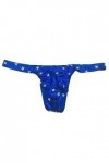 MACIUM Jock Strap Athlétique Homme Slip pour Homme en Cuir String pour Homme Taille Basse Catwalk Stars Print,Bleu,XL