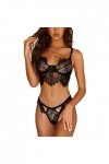 Femmes Sexy Soutien-gorge et Culotte, Ensemble de Lingerie Érotique Romantique Dentelle Maille Transparent Doux Bralette sans