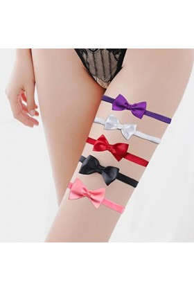 Sttiafay 5Pcs noeud papillon jarretières en velours pour mariage Mariée Sexy noeud papillon jarretière ruban cuisse anneau Se