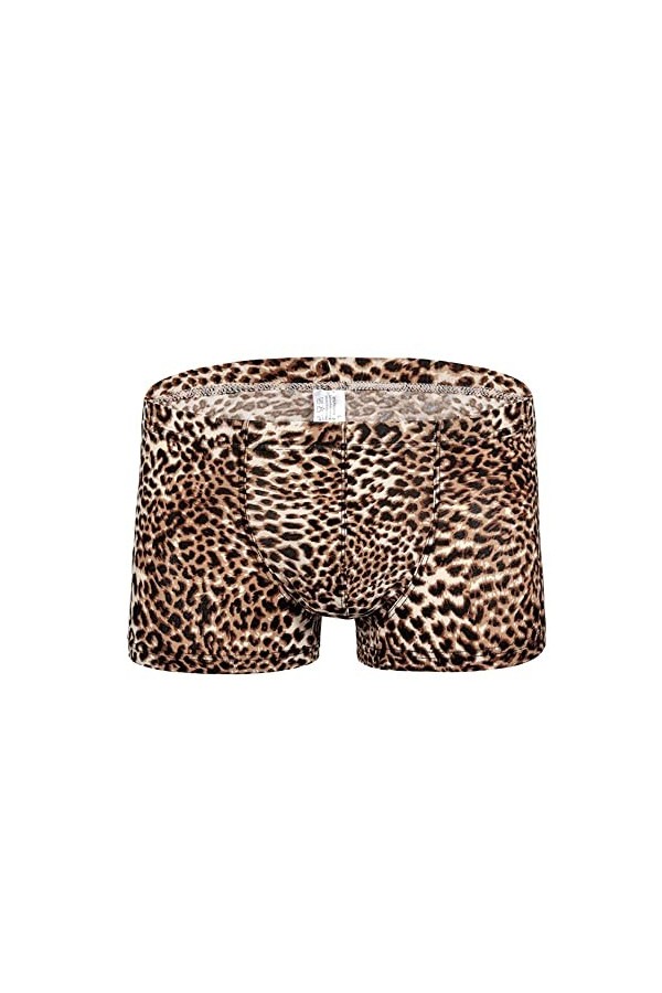 BaronHong Boxer Homme Taille Basse Sexy Imprimé Léopard sous-Vêtements Homme Short Slip Marron, XL 