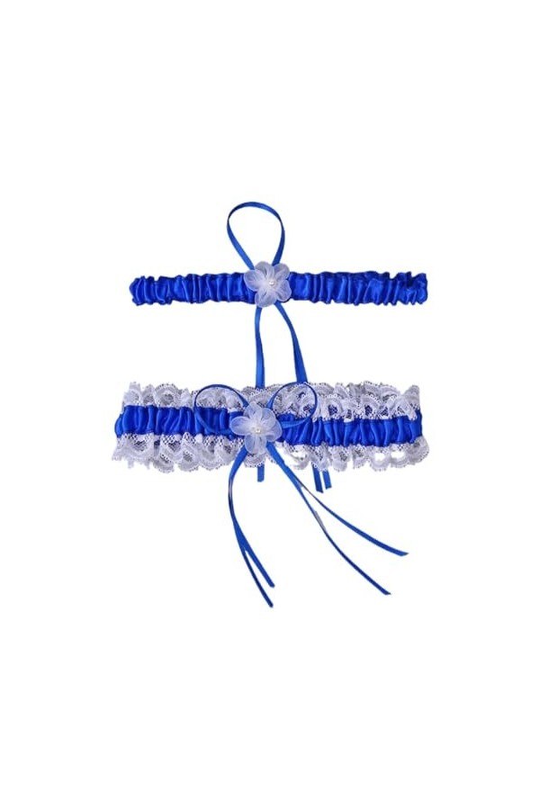 ZKGYUS 2 Pièces Jarretière de Mariée Élastique Jarretière de Mariage Bleu Jarretelle de Mariage avec Décoration darc en Ruba