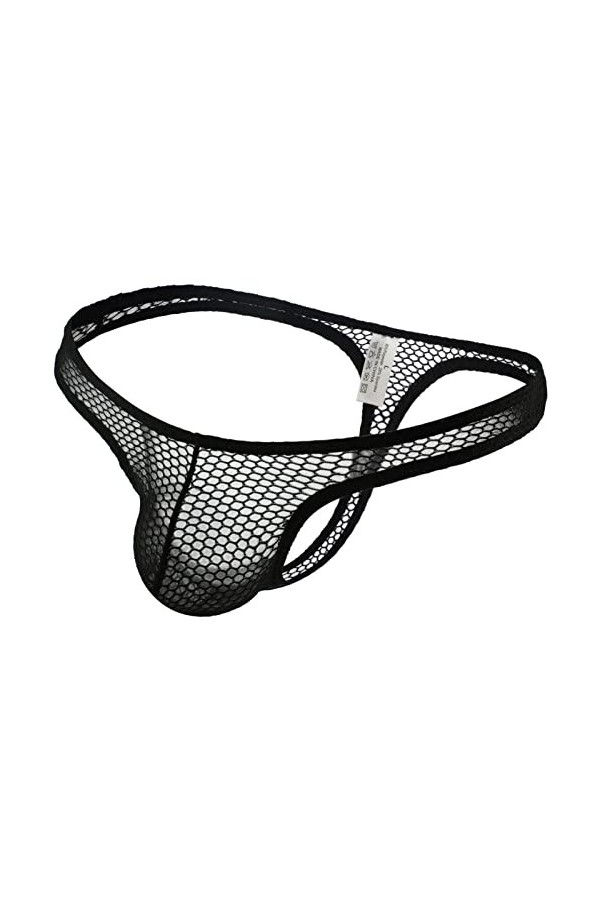 Faringoto Culotte grande taille en maille pour homme, taille basse, lingerie sexy transparente, Noir , M
