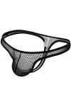 Faringoto Culotte grande taille en maille pour homme, taille basse, lingerie sexy transparente, Noir , M