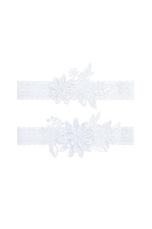 Jarretière de Mariage pour Les Mariées Dentelle Jarretelle de Mariage Élastique Jarretière de Mariée pour Femmes Filles Lot d