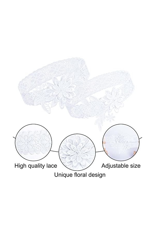 Jarretière de Mariage pour Les Mariées Dentelle Jarretelle de Mariage Élastique Jarretière de Mariée pour Femmes Filles Lot d