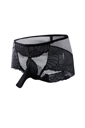 LKRSEEF Chic Mankini Homme Erotique Transparent Body Dentelle Ouverte Ficelle String Moulant Boxer Gay Boxer Sexy Hot Sissy C