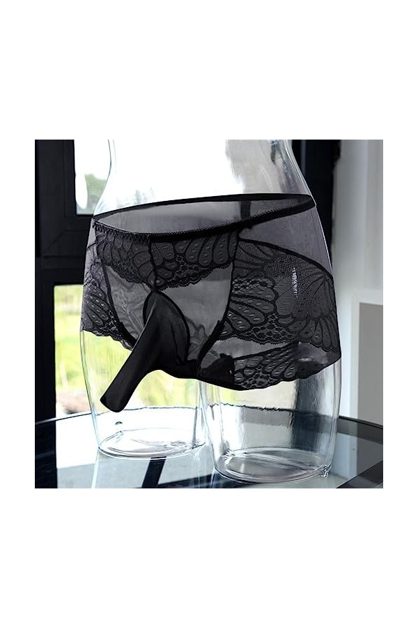 LKRSEEF Chic Mankini Homme Erotique Transparent Body Dentelle Ouverte Ficelle String Moulant Boxer Gay Boxer Sexy Hot Sissy C