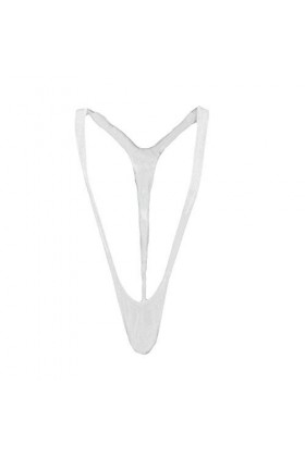 Creamlin Réglable Hommes Borat Style V Sling Stretch Sexy sous-vêtements Jarretelles Body Sangle Thongs Body Blanc 