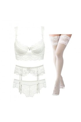 Lingerie féminine 4 pièces Sexy Soutien-Gorge Knickers Jarretière Ceinture Tentation Set