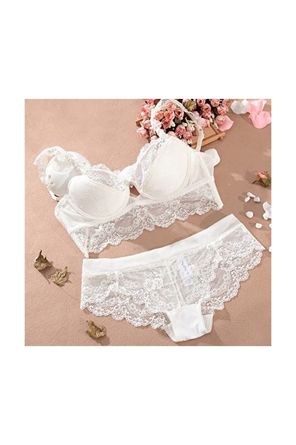 Lingerie féminine 4 pièces Sexy Soutien-Gorge Knickers Jarretière Ceinture Tentation Set