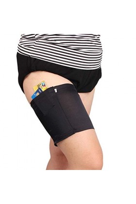 SHOP-STORY - Bande anti-frottement pour les cuisses avec poche de rangement - Noir - Taille M - 58-63 cm