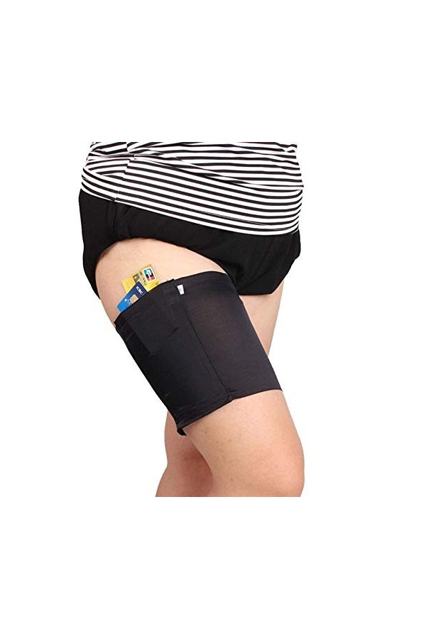 SHOP-STORY - Bande anti-frottement pour les cuisses avec poche de rangement - Noir - Taille M - 58-63 cm