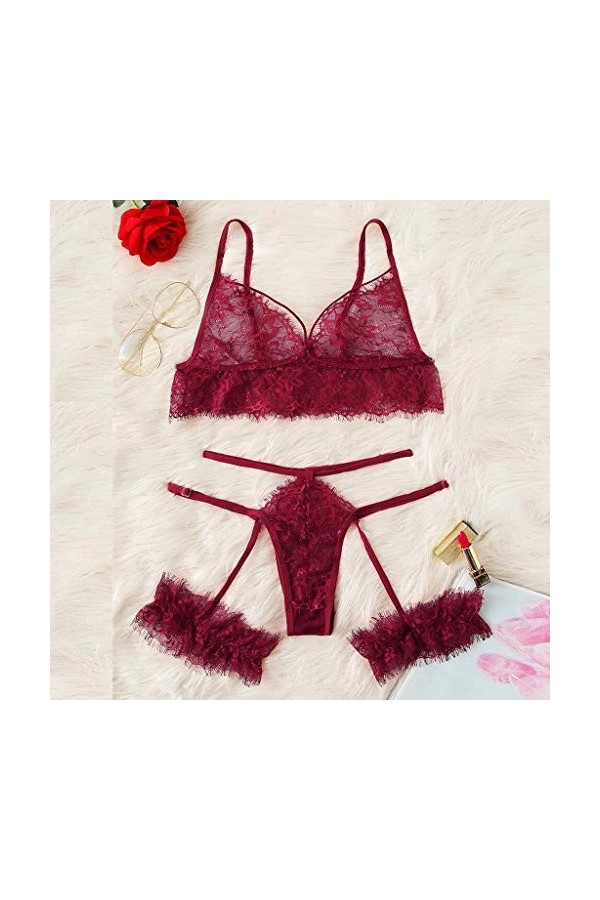 Femme Vêtements De Nuit Dentelle Lingerie Sexy Ensemble 2 Pièce Ensemble Soutien Gorge et String Erotique sous-Vetements Sexy