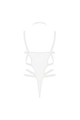 Ultra Mince Sexy Fashion Combinaison en Maille avec Bretelles Transparentes et Lingerie Sexy Body Rouge Femme Sexy, Blanc., X