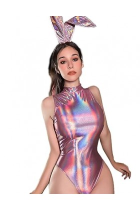 THSCWY Lingerie sexy pour femme Pure Desire Sexy Cosplay Costume de jeu de rôle Vêtements métalliques Body